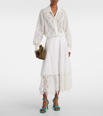 Paula's Ibiza - Gonna midi in cotone e seta | Loewe