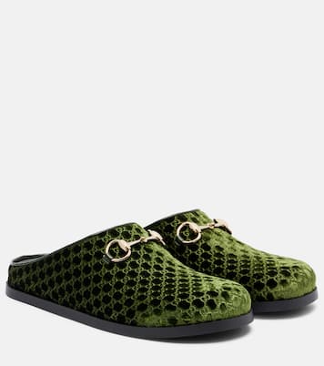 Slippers Horsebit GG aus Samt | Gucci