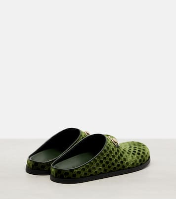 Slippers Horsebit GG aus Samt | Gucci
