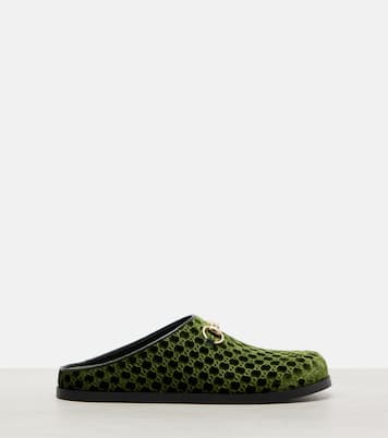 Slippers Horsebit GG aus Samt | Gucci