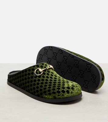 Slippers Horsebit GG aus Samt | Gucci
