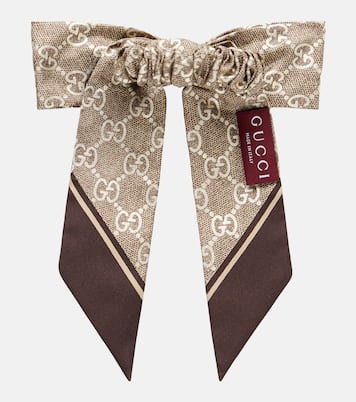 Scrunchie in seta GG con fiocco | Gucci