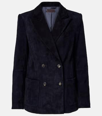 Suede double-breasted blazer | Stouls