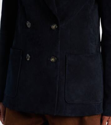 Suede double-breasted blazer | Stouls