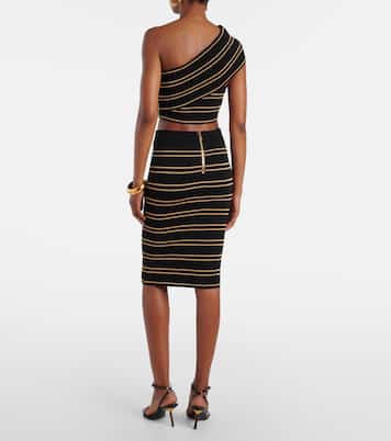 Striped one-shoulder crop top | Balmain