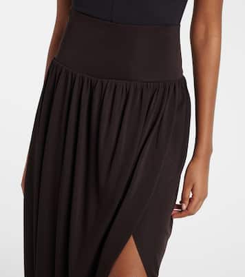 Twisted asymmetric jersey midi skirt | Alaïa