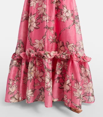 Isabelle floral ruffled linen-blend gown | Leo Lin