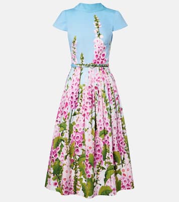 Floral cotton-blend poplin midi dress | Oscar de la Renta