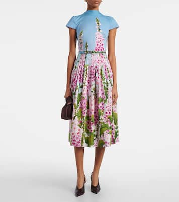 Floral cotton-blend poplin midi dress | Oscar de la Renta
