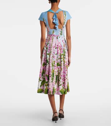 Floral cotton-blend poplin midi dress | Oscar de la Renta