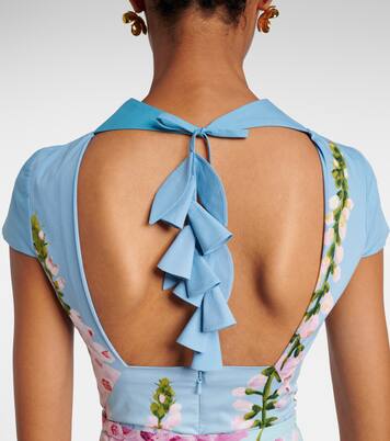 Floral cotton-blend poplin midi dress | Oscar de la Renta