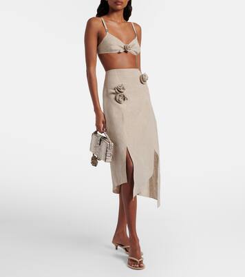 Floral-appliqué linen bra top | Coperni