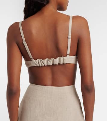 Floral-appliqué linen bra top | Coperni