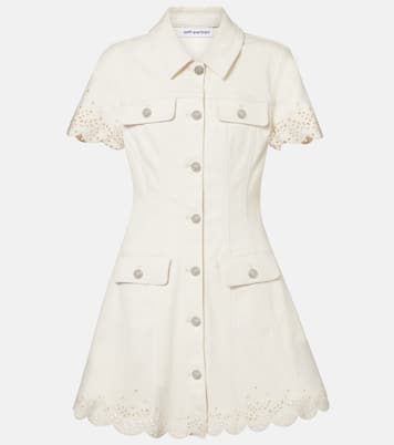 Abito corto di jeans con ricamo | Self-Portrait