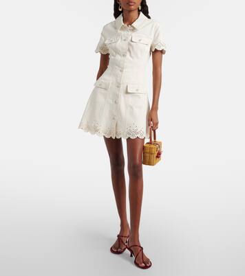 Abito corto di jeans con ricamo | Self-Portrait