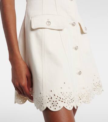 Abito corto di jeans con ricamo | Self-Portrait