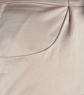 Pantalon paper bag ample en satin de coton mélangé | Brunello Cucinelli