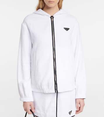 Felpa in cotone con zip e cappuccio | Prada