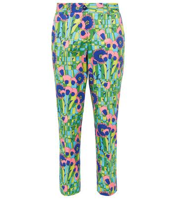 Pantalon droit en coton mélangé à fleurs | Dolce&Gabbana