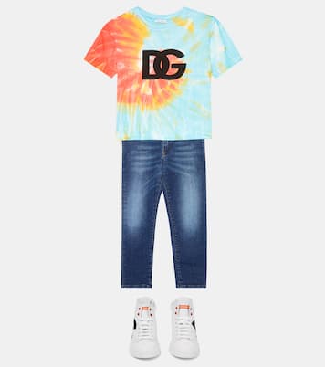 Logo 타이다이 코튼 저지 티셔츠 | Dolce&Gabbana Kids
