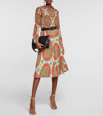 Paisley pleated crêpe midi skirt | Etro