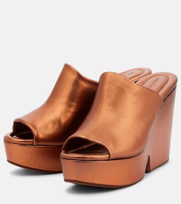 Dolcy metallic leather platform mules | Clergerie