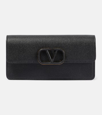 VLogo Signature leather chain wallet in black - Valentino