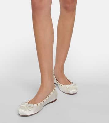 Rockstud satin and leather ballet flats | Valentino Garavani
