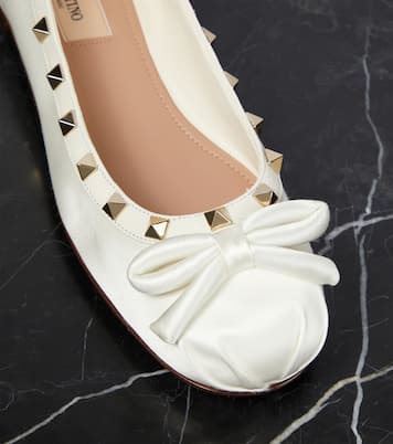 Rockstud satin and leather ballet flats | Valentino Garavani