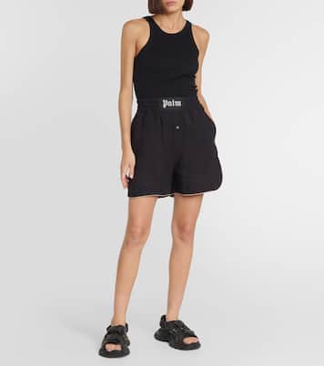 Shorts in lino con logo | Palm Angels