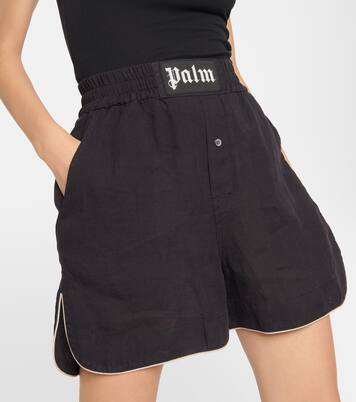 Shorts in lino con logo | Palm Angels