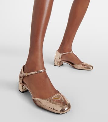 Escarpins en cuir à sequins | Prada