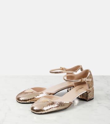 Escarpins en cuir à sequins | Prada
