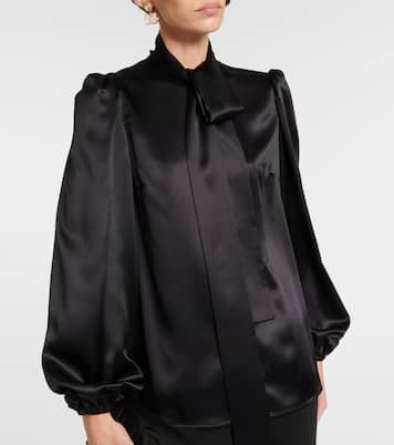 Bow-detail silk satin blouse | Dolce&Gabbana
