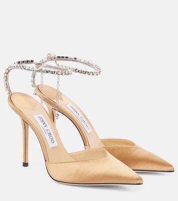 Saeda 100 embellished satin pumps | Jimmy Choo