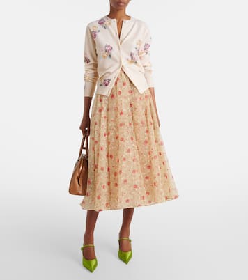 Cardigan en laine vierge à fleurs | Prada
