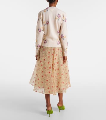 Cardigan en laine vierge à fleurs | Prada