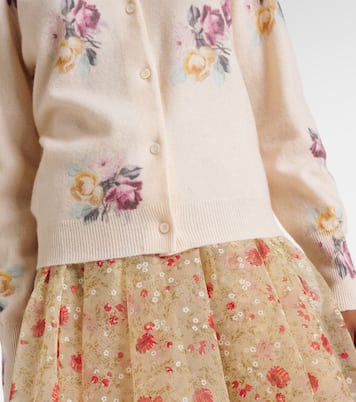 Cardigan en laine vierge à fleurs | Prada