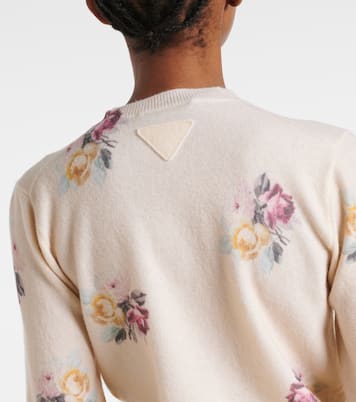 Cardigan en laine vierge à fleurs | Prada