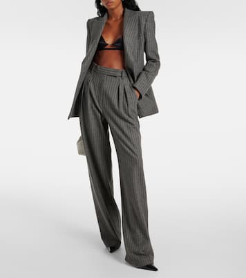 Pantaloni tapered gessati a vita alta | Alex Perry
