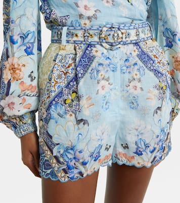 Shorts in lino con stampa floreale | Camilla