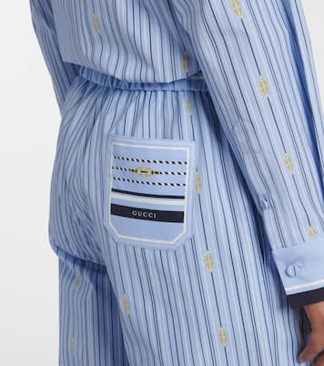 Pantalon ample Horsebit rayé en coton | Gucci