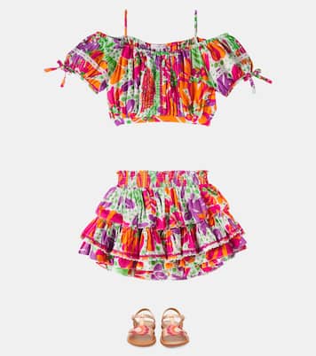 Gonna Ariane a balze con stampa floreale | Poupette St Barth Kids