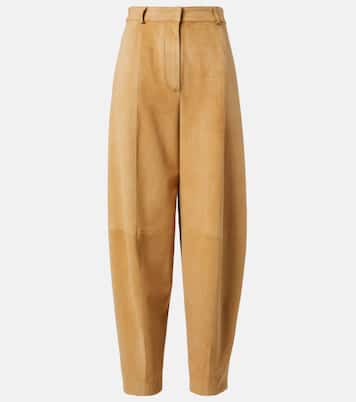 Pantaloni tapered in suede a vita alta | Loro Piana
