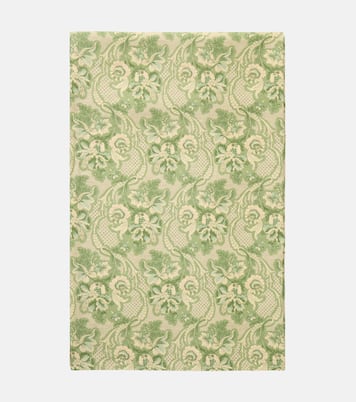 Iris floral printed linen tablecloth | Cabana