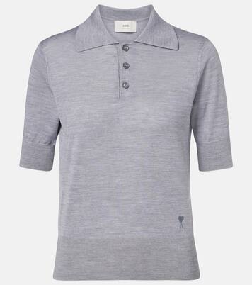 Wool and silk polo shirt | Ami Paris