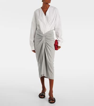 Gathered cotton jersey midi skirt | Dries Van Noten