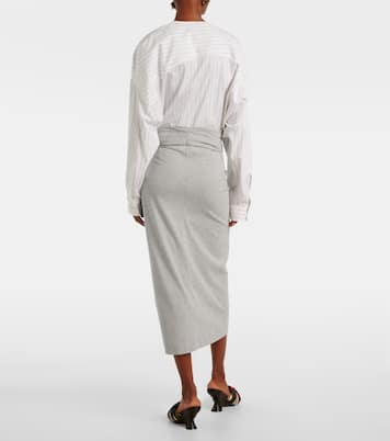 Gathered cotton jersey midi skirt | Dries Van Noten