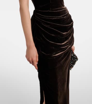 Draped velvet bustier gown | Rotate