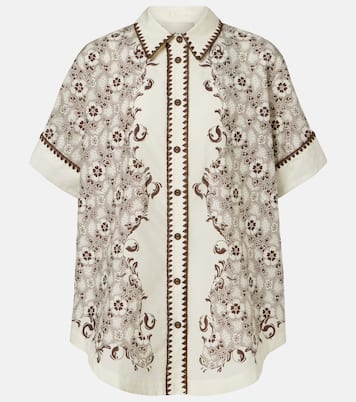 Printed cotton and silk bowling shirt | Alémais